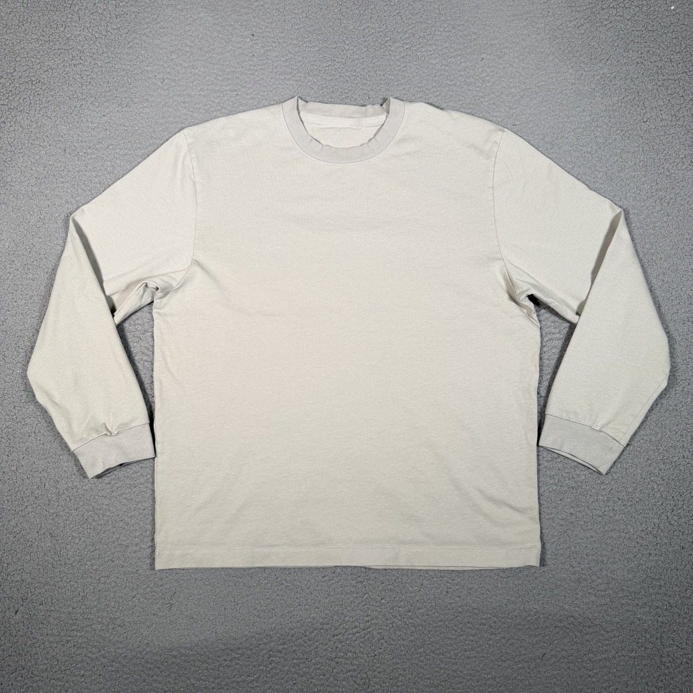 Lululemon Shirt Mens Large Beige Long Sleeve Tee Casual Preppy Stretch Logo